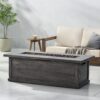 Transitional, Rectangular Outdoor Propane Fire Pit With 50, 000 Btu, Tank Cover Not Included - Brown Wood Pattern - Image 3