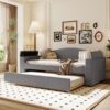 Twin Size Upholstered Daybed With Storage Armrests, Trundle And Latest Integrated Bluetooth Audio System - Gray - Image 11