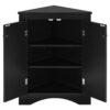 Triangle Bathroom Storage Cabinet With Adjustable Shelves, Freestanding Floor Cabinet For Home Kitchen - Black - Image 11