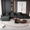 Modern Oversized Modular Sectional Sofa, Sparkling Chenille Fabric Soft Cushion Sofa With 6 Pillows, 6 Pieces Diy Combination Tufted Sofa, No Assembly Required - Black - Image 13