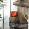 Outsunny - Outdoor Fountain With Birdhouse, Cascading Garden Waterfall Bird Bath With 3 Tier Rustic Tree Trunk / Log Design, LED Lights For Porch, Deck, Yard Decor - Brown - Image 9