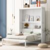 Full Size Murphy Classic Wall Bed With Shelves - White - Image 10