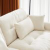Modern Oversized 2 Seater Sofa With Ottoman And Bolster Armrests - Cream - Image 12