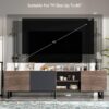 Modern TV With 3 Cabinets & Open Shelves, Color-Matching Media Console Table For Tvs Up To 80'', Entertainment Center With Drop Down Door For Living Room - Dark Brown - Image 8