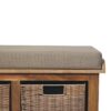Rattan Basket Linen Bench - Brown - Image 4