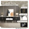 Modern TV Stand With 2 Cabinets & Open Compartments, Entertainment Center For Tvs Up To 80'', Television Console For Living Room - White / Black - Image 5