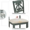 Retro Style 5 Piece Round Dining Table Set With Storage Shelf And Fabric Chairs - Antique Blue / Dark Brown - Image 9