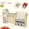 Kids Bookshelf Toy Storage Organizer With 17 Bins And 5 Bookshelves, Multi-Functional Nursery Organizer Kids Furniture Set Toy Storage Cabinet Unit With HDPE SheLF And Bins - Light Green - Image 7