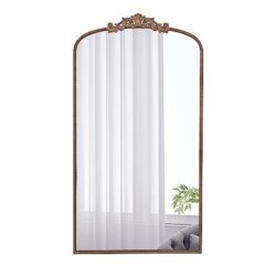 Full Length Mirror, Arched Mirror Hanging Or Leaning Against Wall Large Mirror For Living Room - Gold