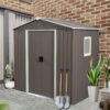 Outdoor Metal Storage Shed With Window - Gray - Image 2