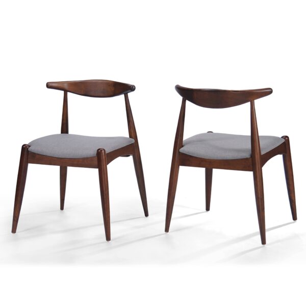 Candescent - Dining Chair With Curved Back And Wood Frame (Set of 2) - Light Gray
