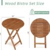 3 Piece Acacia Bistro Set, Folding Patio Furniture For Garden Backyard Balcony Porch With 1 Coffee Table And 2 Foldable Chairs - Light Brown - Image 7