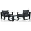 3 Piece Aluminum Frame Patio Furniture With 6.7" Thick Cushion And Coffee Table, All Weather Use Olefin Fabric Outdoor Chair - Gray / Black - Image 16