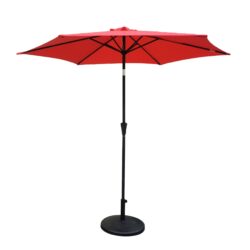 8.8' Outdoor Aluminum Patio Umbrella, Patio Umbrella, Market Umbrella With 42 Pounds Round Resin Umbrella Base, Push Button Tilt And Crank Lift - Red