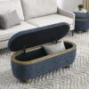 Modern Upholstered Storage Ottoman Bench With Seating - Dark Blue - Image 7