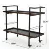 Modern Industrial Bar Cart With Shelving And Rolling Casters - Walnut - Image 3