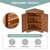 Triangle Bathroom Storage Cabinet With Adjustable Shelves, Freestanding Floor Cabinet For Home Kitchen - Brown - Image 5
