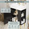 Bathroom Vanity, Combo Cabinet, Bathroom Storage Cabinet, Single Ceramic Sink, Right Side Storage - Black - Image 4