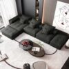 Modern Oversized Modular Sectional Sofa, Sparkling Chenille Fabric Soft Cushion Sofa With 6 Pillows, 6 Pieces Diy Combination Tufted Sofa, No Assembly Required - Black - Image 7