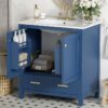 Bathroom Vanity With Single Sink, Combo Cabinet Undermount Sink, Bathroom Storage Cabinet With 2 Doors And A Drawer, Soft Closing, Multifunctional Storage, Solid Wood Frame - Blue - Image 27