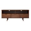 Mid Century Modern 3 Drawer 58" TV Stand For 65" TVs With 2 Open Cubbies - Walnut - Image 3