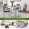 5 Pieces Wooden Dining Table Set, Kitchen Table Set With A Rectangular Table And 4 Upholstered Chairs - Silver Gray - Image 5