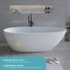 Solid Surface Matte Tub, Freestanding Solid Surface Resin Stone Bathtub, Solid Surface Matte White Soaking Tub, Free Standing Tub With Overflow And Pop-Up Drain - Matte White - Image 2