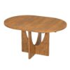 Topmax - 5 Piece Modern Extendable Round Dining Table Set With Removable Leaf For Small Places - Walnut / Beige - Image 9