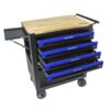 4 Drawers Multifunctional Tool Cart With Wheels And Wooden Top - Black / Blue - Image 10