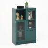 Modern Painted Cabinet With Glass Doors And Drawer - Green - Image 14