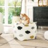 Pouf Luxury Oversized Bean Bag Cube Ottoman - Cumulus Cream White Embroidery - Image 5