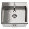Laundry Cabinet With Faucet And Stainless Steel Sink - White - Image 3