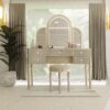 Mirrored Vanity With LED Light,Makeup Vanity Table Set - Champagne - Image 5