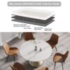 53.15" Modern Artificial Stone Round Carbon Steel Base Dining Table, Can Accommodate 6 People - White - Image 4