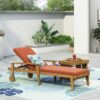Jason - Chaise Lounge Acacia Wood Adjustable Outdoor Chair - Orange - Image 6