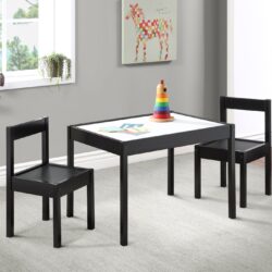Gibson - 3-Piece Dry Erase Kids Table & Two Chair Set - Black