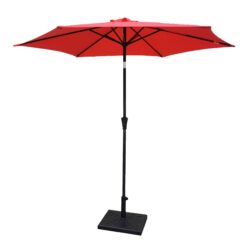 8.8' Outdoor Aluminum Patio Umbrella, Patio Umbrella, Market Umbrella With 42 Pound Square Resin Umbrella Base, Push Button Tilt And Crank Lift - Red