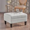Classic Ottoman With Cushioned Top And Birch Wood Legs - Gray - Image 2