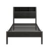 Twin Size Metal Platform Bed Frame With Storage Headboard And Charging Station - Black - Image 2