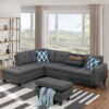 Alger - 98" Wide Left Hand Facing Sofa & Chaise With Ottoman - Dark Gray - Image 4