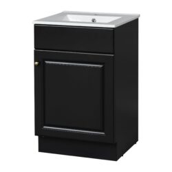 20" Bathroom Vanity With Sink, Freestanding Cabinet With Door Shelf And Adjustable Shelf, And Ceramic Construction - Black