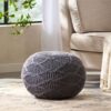 Malibu - Modern Knitted Wool Round Pouf With Handcrafted Design - Charcoal - Image 4