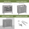 Bathroom Vanity Without Sink, Cabinet Base Only, Two Cabinets And Five Drawers, Solid Wood Frame - Gray - Image 4