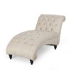 Chaise Lounge With Button Tufted Diamon Stitch - Beige - Image 2