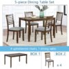 5 Pieces Modern Dining Set, Rectangular Wooden Dining Table With 4 Upholstered Chairs For Kitchen, Dining Room - Walnut - Image 6