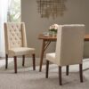 Sophisticated Tufted Dining Chairs (Set of 2) With High Back And Birch Wood Legs - Beige - Image 5
