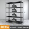 Wide Metal Shelves, With 5 Removable Dividers, Large Capacity, Strong Load Bearing, Suitable For Garage, Kitchen And Office - Black - Image 28