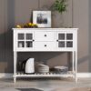 Hearth & Haven Stella - Buffet Storage Cabinet With Bottom Shelf - White - Image 3