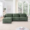 3 Seater Chenille Sofa With Movable Ottomans High Resilience Sponge Easy Installation Wood Base - Green - Image 21