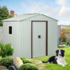 88.98" Outdoor Metal Storage Shed With Window - White - Image 3